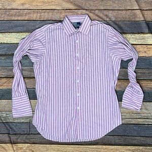 Polo Ralph Lauren Shirt Striped Pink French Cuff Button Down Shirt Mens